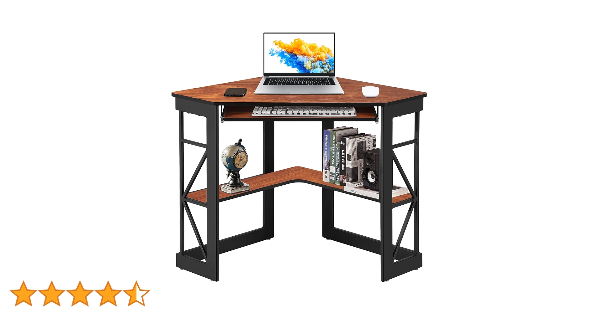 Amazon.co.jp: VECELO コーナーデスク ラック付き(A4対応) コンパクト